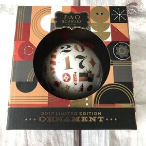 FAO Schwarz Large Ball Christmas Ornament 4" diam Clock 2017‎ Limited Edition